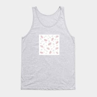 Autumn fall tropical palm leaves pattern pink on white Tank Top